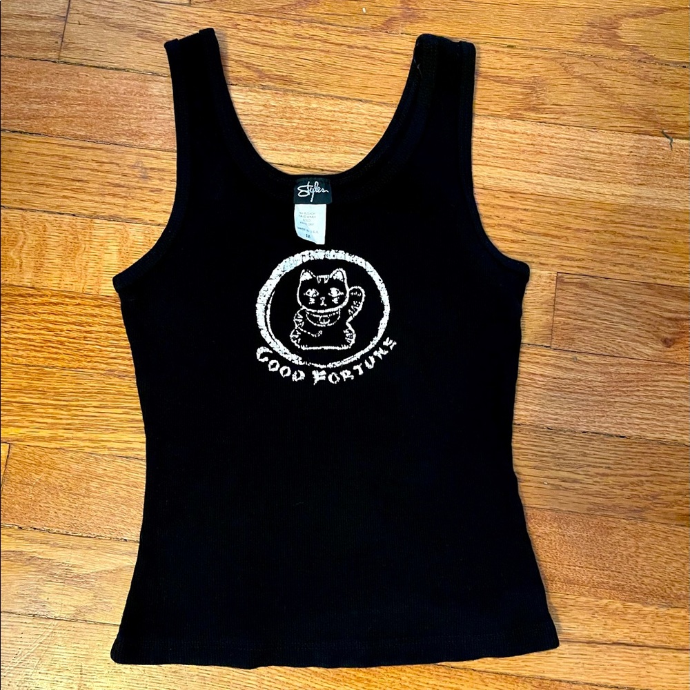 Vintage good fortune cotton tank top